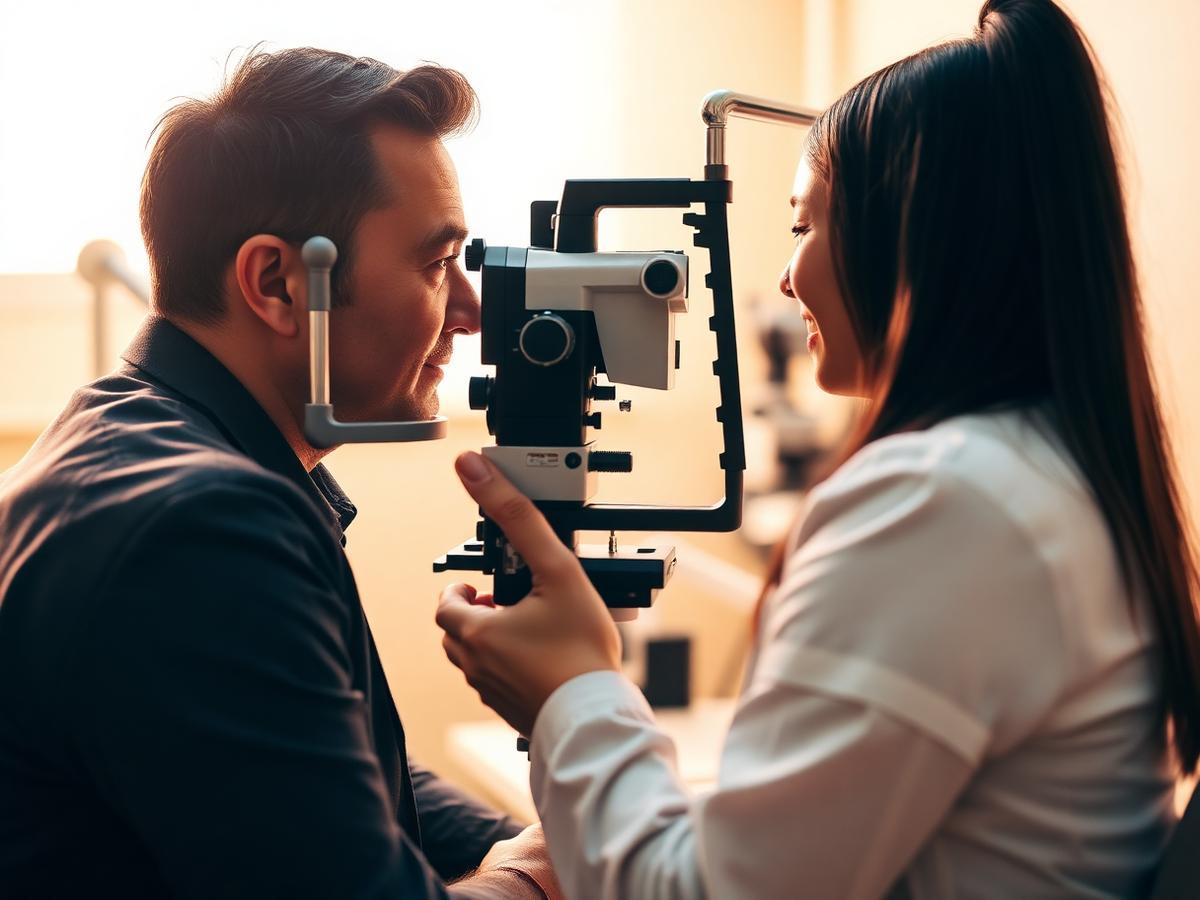 Optometrista realizando un examen visual en Visión Camarillo